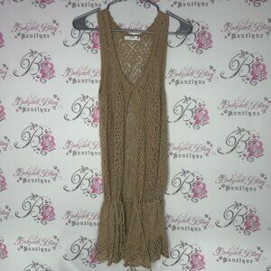 Klein plus dress coverup knit sparkly gold Brown Crochet Sleeveless Dress